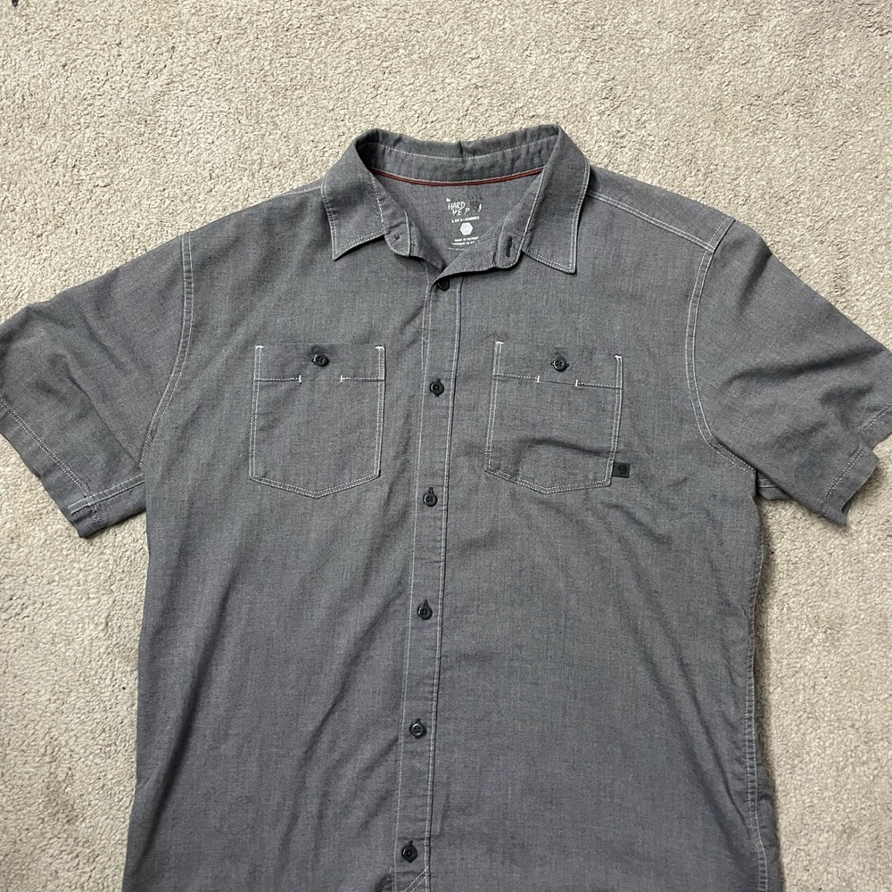 Grey ‘Hard Wear’ Button Down T-Shirt